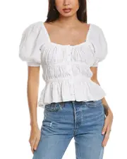 Ulla Johnson Smocked Linen Top
