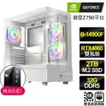 【NVIDIA】I9二四核 RTX4060 2X{一諾千金}海景房電競電腦(I9-14900F/微星Z790/32G D5/2TB)