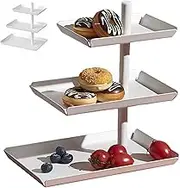 3 Tier Serving Tray, 360° Rotating Stainless Steel Tiered Tray Stand, Detachable for Cake, Dessert, Biscuits, Snacks