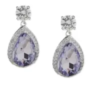 Anne Klein Silver Tone Earrings Crystal Teardrop Women's Fashion Style Chic NWT