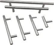 AcbbMNS 20Pcs Silver Kitchen Cabinet Handles 128mm Hole Center, Brushed Nickel Stainless Steel T Bar Drawer Pulls Wardrobe Cupboard Door Handles