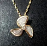 1.80Ct Round Cut Real Moissanite Propeller Pendant 14K Yellow Gold Silver Plated