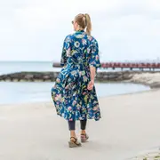 Blue Petals Cotton Kimono – Bird of Paradise Print