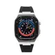 【STAR TIME】Apple Watch 4/5/6/7/SE 蘋果手錶保護殼/錶殼 銀+黑框 黑矽膠錶帶(SC600S/B-44/45mm)