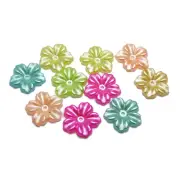 1000 Mixed Color Pearl flower Beads 12mm FlatBack Center Hole Sew Costume Craft
