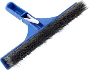 Pool Brush, 10" Swimming for 10in Steel Bottom Walls Brushes Tiles Floors Head with EZ Clamp/Holder and Plastic Handle Wire Bristle Scrub Extremely Tough Stains Supplies Pond
