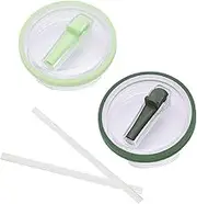 2 Pack 40 oz Tumbler Flip Straw Lid Replacement fit for Stanley Quencher, Leak-Proof Splash Resistant Tumbler Lids,Reusable Tumbler Cover for Stanley Cup (Grass green + Army green)