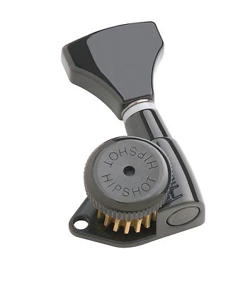 Genuine Hipshot 7 in-line Open Gear Left/Reverse Black Grip-Lock locking tuners