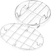 2 Pieces Small Roasting Rack Set, 9.8 x 6.7 Inch Oval Cooling Rack, 6 Inch Round Baking Rack Multifunctional 304 Stainless Steel Steamer Rack for Steaming Oven Air Fryer Pressure Cooker Dishwasher
