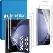 [T Tersely] [2+2 Pack] Hydrogel Screen Protector for Samsung Galaxy Z Fold 5 5G, 2 Pack Front Tempered Glass Screen Protector + 2 Pack Inside TPU Screen Protector