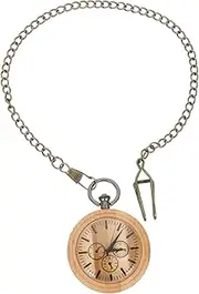 [LIFKOME] Vintage Wooden Pocket Watch Hidden Compartment Watch Decorative Watch Trendy Necklaces Women Necklaces Trendy Pocket Watch Silver Universal Pocket Watch Chain Retro Glass