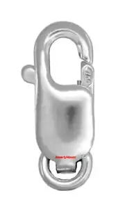 12mm MEDIUM SOLID 18k White Gold Lobster Chain Bracelet Clasp jump ring RHODIUM