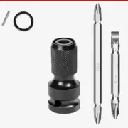 Chuck Adapter 1/2" By 1/4" Female Socket + 65/100mm Dual Purpose Screwdriver