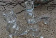 2 Heavy Solid Crystal Scroll Candlesticks Candle Holders