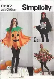 SIMPLICITY R11162 MISSES' ONE SIZE HALLOWEEN PONCHOS SEWING PATTERN