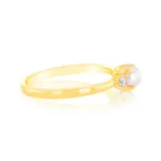 0.48 Carat Freshwater Pearl and Diamond Ring in 9ct Yellow Gold, Q