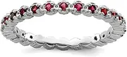 [Stackable Expressions] 925 Sterling Silver Polished Prong set Patterned Stackable Created Ruby Ring Size 7-Stackable-Ring for Women