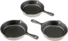 Set of 3 Pre-Seasoned Cast Iron Skillets 3 Piece Frying Pan
