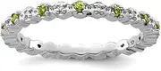 [Stackable Expressions] 925 Sterling Silver Polished Prong set Stackable Peridot and Diamond Ring Size 9-Stackable-Ring for Women