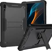 [ROUMAYMAY] Case for Samsung Tab S9 Ultra/S10 Ultra 14.6 inch 2024 with Kickstand Adjustable, Silicone Hard Back Heavt Duty Shockproof, Tablet Cover for Samsung Tab S9 Ultra/S10 Ultra, Black