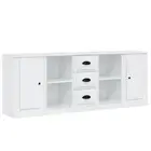 Sideboards 3 Pcs High Gloss White Engineered Wood Wood Sideboards & Buffets