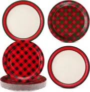 60 Pcs Gingham Paper Dessert Plates 9 Inch Disposable Checkered Plates Plaid Din