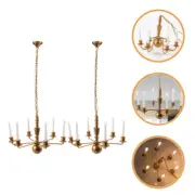 2 Pcs Model Chandelier Mini Dollhouse Lamps Sand Light Miniature