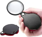 10X Small Pocket Magnifying Glasses for Kids/Senior, Pocket Magnifier for Reading/Close Work, Mini Folding Magnifying Magnify Glass with Protective Sheath, Ideal for Repairing/Hobby/Coins