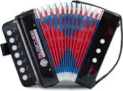 Kids Accordion Instrument Toys 10 Keys Button Small Accordion for Boys & Girls E