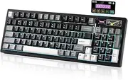 YUNZII IF99 Wireless Mechanical Gaming Keyboard with Smart ICD Display, QMK/VIA Programmable BT/2.4G/USB-C Gasket Mounted Hot Swap RGB 96% Layout for Mac/Win (Black, Cocoa Cream v2 Linear Switch)