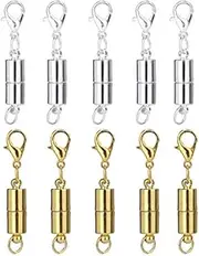DNHCLL 10PCS Magnetic Jewelry Clasps, Lobster Clasp, Clasps Converter for Necklace, Bracelet, Anklet Chains (Gold & Silver)