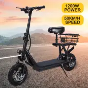 1200W 50KM/H Electric Scooter 12 inch 50km Foldable Travel Adult Bike w / Seat