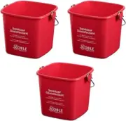 Small Red Sanitizing Bucket - 3 Quart Cleaning Pail - Set of 3 Square