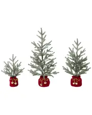 Gerson International Set Of 3 Holiday Pine Trees With Christmas Jingle Bell Base