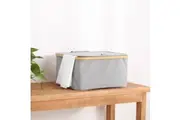 Sherwood | Linen/Bamboo Laundry Hamper with Cover Dark Grey