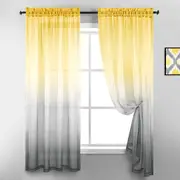 Ombre Sheer Curtains for Bedroom 2 Pieces Set Reversible Yellow and Grey