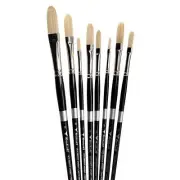 Trekell Hog Bristle Long Handle Artist Brush - Complete Set - Long Filbert