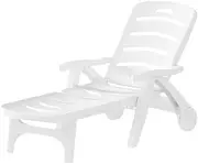 Gardeon Sun Lounge, Folding Camping Chair Lounger Day Bed Chaise Beach Chairs Outdoor Furniture Garden Patio Setting Pool Backyard, with Wheels Armrest Backrest White