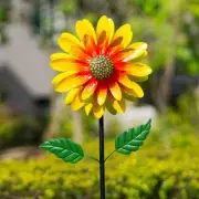 Sunflower Wind Spinner 4 Layers Metal Pinwheels Yard Patio Lawn Garden Art Decor
