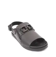 Mariano Paoletti 324a Black Leather Slides Men Comfort Sandals 39 / US 6