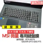 MSI 微星 GE63VR GP75 GE65 P75 GE76 WS76 11UK 注音 繁體 倉頡 鍵盤膜 鍵盤套