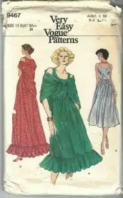 Vogue Sewing Pattern 9467, Vintage Dress and Shawl, Size 12, Uncut