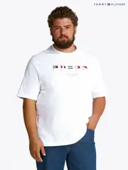 Tommy Hilfiger White Plus Multi Flags 100% Cotton T-Shirt (F55174) | $150