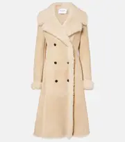 [Alaia] Alaïa Shearling-trimmed suede coat AU 6 beige