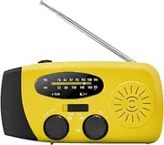 Weather Radio Solar Hand Crank Radio with 2000mAh Power Bank, IPX3 Waterproof, AM/FM, LED Flashlight & SOS for, Travel, Japan Version (12.9x6x5cm)