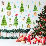 Christmas Tree Wall Decals Xmas Green Pine Tree Wall Decals Winter Snow Tree ...
