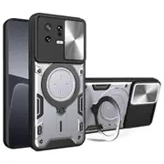 For Xiaomi 13 Drop Resistant Cover with Slide Camera Lid Ring Kickstand PC+TPU Phone Case