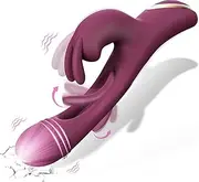 Flapping Vibrator Rabbit Dildo for Women, Female Couples Sex Toys G Spot Vibrators with 12 Vibration 12 Flapping Modes, Finger Vibrator for Clit Nipple，Adult Sex Toys for Women (Red)