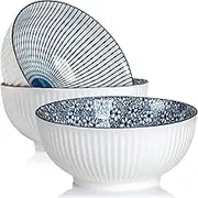 QIXIAOTOUQI 60 oz Large Soup Bowl,Serving Bowls Set of 3 Salad Bowls, 8" Ceramic Fruit Bowls for Entertaining, Side Dishes, Pho, Pasta, Dinner Parties, Kitchen Decor, Microwave & Dishwasher Safe