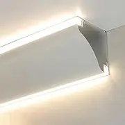 Aluminum Ceiling Trim Molding with LED Diffuser Channel, Crown Moulding Wall/Ceiling Cornice Indirect Lighting, LED Strip Lights Cove Housing Track(5 m/16.4 ft)
